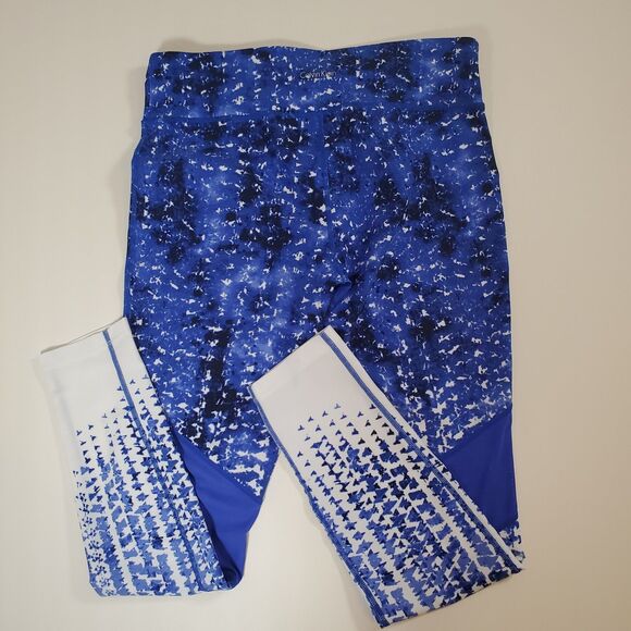 Calvin Klein Women's Leggings Medium Blue White Abstract Mid-rise Yoga Workout - Picture 3 of 10